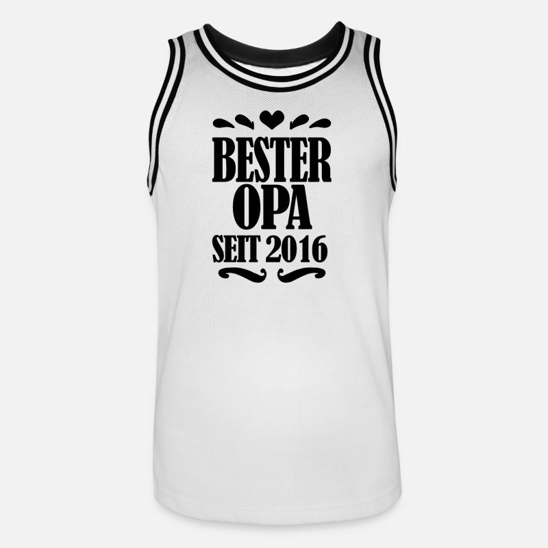 Bester Opa seit 2016 - Opa Geschenkidee - Männer Basketball-Trikot - Weiß/Schwarz