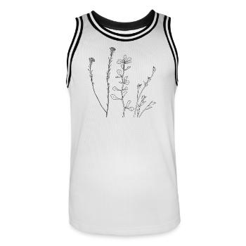 Floral Line Art - Men's Basketball Jersey - white/black - Front - AI Model Male 185 dark (185cm)