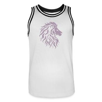 Silhouette majestueuse de tête de lion - Maillot de basket Homme - blanc/noir - Devant - AI Model Male 185 dark (185cm)