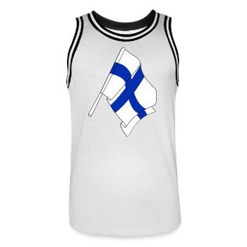 Flag of Finland - Men's Basketball Jersey - white/black - Front - AI Model Male 185 dark (185cm)