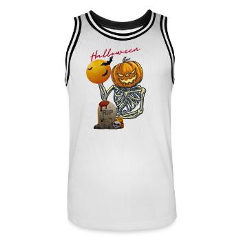 Kürbis Skelett Halloween Design - Männer Basketball-Trikot - Weiß/Schwarz - Vorne - AI Model Male 185 dark (185cm)