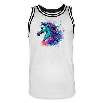 Pferd - Männer Basketball-Trikot - Weiß/Schwarz - Vorne - AI Model Male 185 dark (185cm)