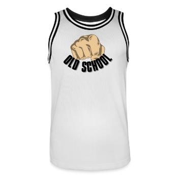 Oldschool (Vieille école) - Maillot de basket Homme - blanc/noir - Devant - AI Model Male 185 dark (185cm)