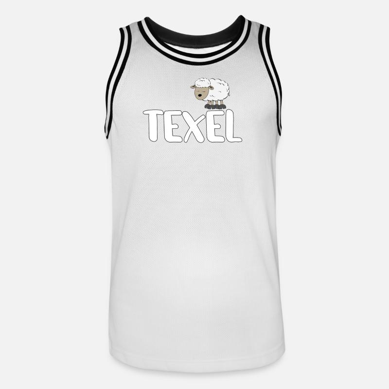 Schaf Texel (bunte Version) - Männer Basketball-Trikot - Weiß/Schwarz