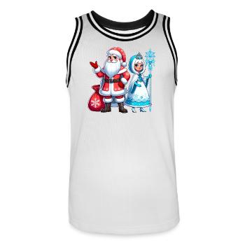 Ded Moroz Snegurotschka russischer Weihnachtsmann - Männer Basketball-Trikot - Weiß/Schwarz - Vorne - AI Model Male 185 dark (185cm)