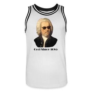 Johann Sebastian Bach – Cool mit Sonnenbrille und - Männer Basketball-Trikot - Weiß/Schwarz - Vorne - AI Model Male 185 dark (185cm)