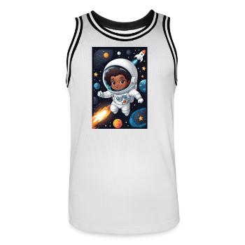 Space child with astronaut suit - Men's Basketball Jersey - white/black - Front - AI Model Male 185 dark (185cm)