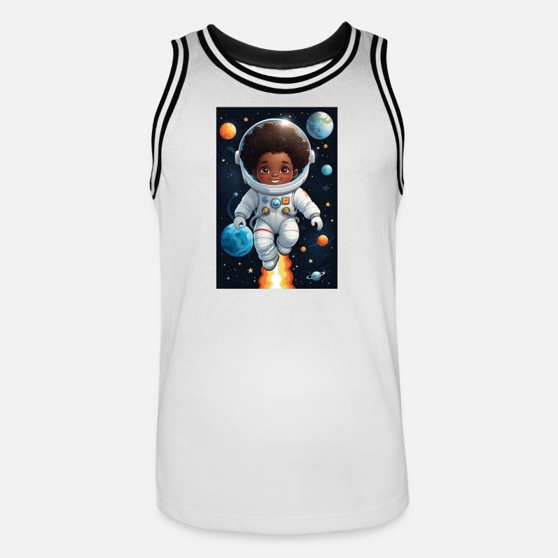 Visage d’enfant aventurier de l’espace - Maillot de basket Homme - blanc/noir