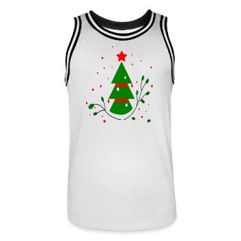 Noël, Arbre De Noël - Maillot de basket Homme - blanc/noir - Devant - AI Model Male 185 dark (185cm)
