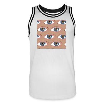 Eyes lined up - Men's Basketball Jersey - white/black - Front - AI Model Male 185 dark (185cm)