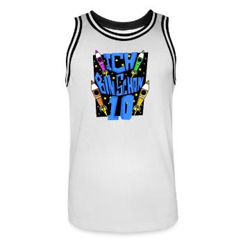 10 Geburtstag Junge Astronaut Rakete - zehn Jahre - Männer Basketball-Trikot - Weiß/Schwarz - Vorne - AI Model Male 185 dark (185cm)