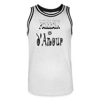 Parrain Amour Cœur - Maillot de basket Homme - blanc/noir - Devant - AI Model Male 185 dark (185cm)