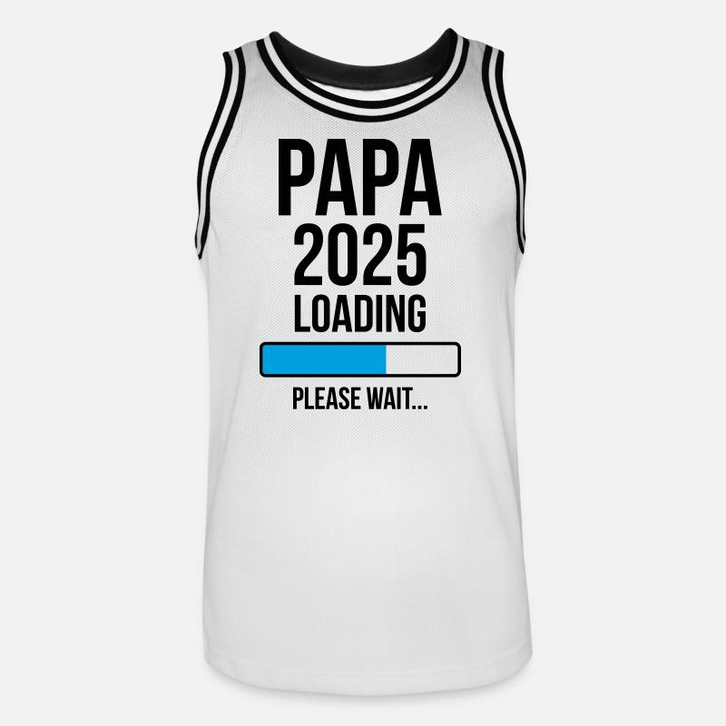 Papa 2025 Loading Bitte warten... - Männer Basketball-Trikot - Weiß/Schwarz
