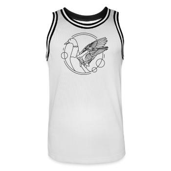 Canard aux ailes déployées - géométrique - Maillot de basket Homme - blanc/noir - Devant - AI Model Male 185 dark (185cm)