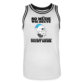 Müde Spruch Verschlafen Schlafen Ausschlafen Faul - Männer Basketball-Trikot - Weiß/Schwarz - Vorne - AI Model Male 185 dark (185cm)