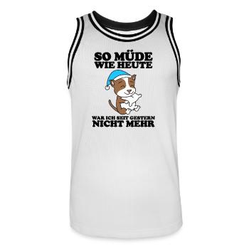 Müde Spruch Verschlafen Schlafen Ausschlafen Faul - Männer Basketball-Trikot - Weiß/Schwarz - Vorne - AI Model Male 185 dark (185cm)