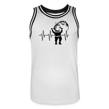 Heartbeat, Moon, Astronaut, Pulse, Space, ECG, Symbol - Men's Basketball Jersey - white/black - Front - AI Model Male 185 dark (185cm)