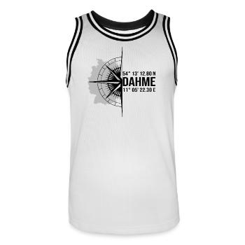 Koordinaten Dahme - Männer Basketball-Trikot - Weiß/Schwarz - Vorne - AI Model Male 185 dark (185cm)