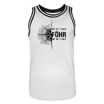 Koordinaten Föhr - Männer Basketball-Trikot - Weiß/Schwarz - Vorne - AI Model Male 185 dark (185cm)