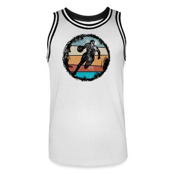 Retro Court Silhouette - Men's Basketball Jersey - white/black - Front - AI Model Male 185 dark (185cm)