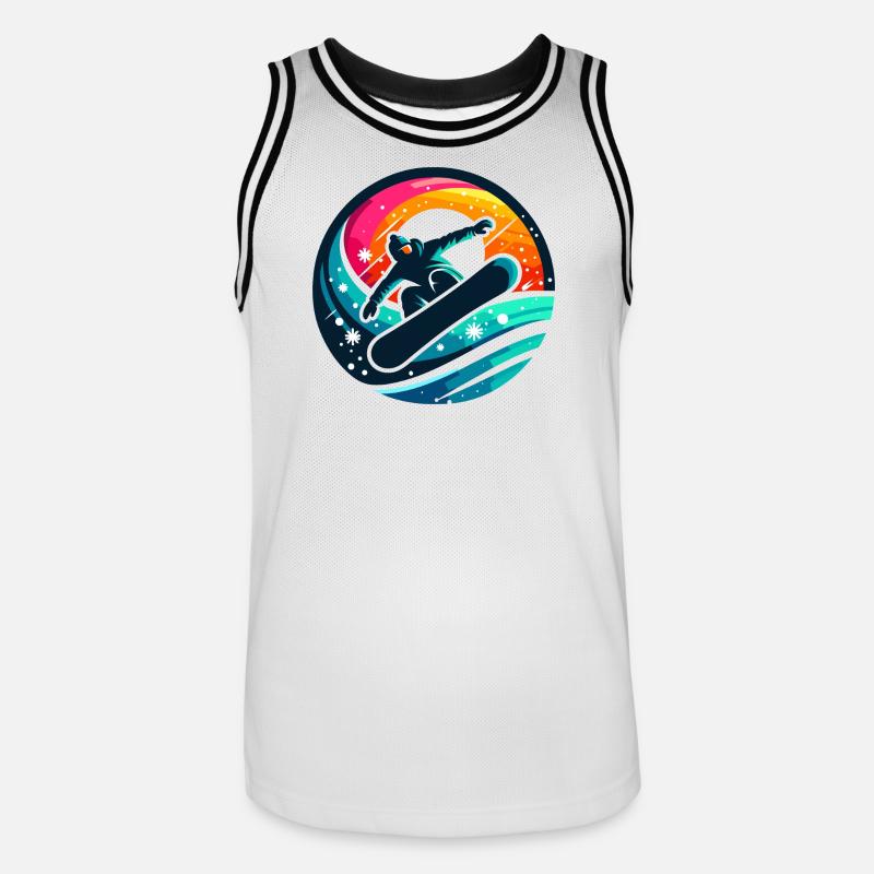 Vibrations de l'Évolution du Snowboard - Maillot de basket Homme - blanc/noir