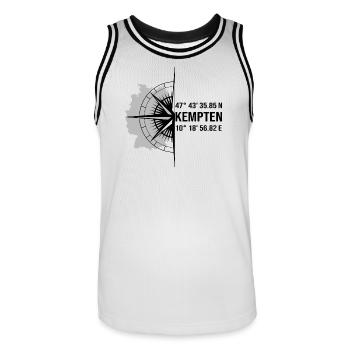 Koordinaten Kempten - Männer Basketball-Trikot - Weiß/Schwarz - Vorne - AI Model Male 185 dark (185cm)