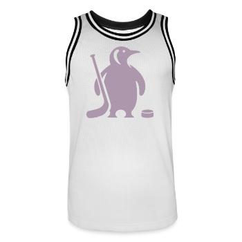 Minimalistische Pinguin Eishockey Silhouette - Männer Basketball-Trikot - Weiß/Schwarz - Vorne - AI Model Male 185 dark (185cm)