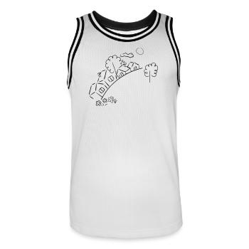 the world as I like it - Men's Basketball Jersey - white/black - Front - AI Model Male 185 dark (185cm)