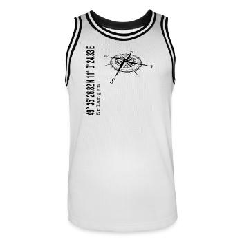 Koordinaten Erlangen - Männer Basketball-Trikot - Weiß/Schwarz - Vorne - AI Model Male 185 dark (185cm)