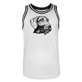 German Wirehaired Portrait - Men's Basketball Jersey - white/black - Front - AI Model Male 185 dark (185cm)