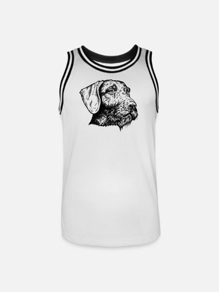 German Wirehaired Portrait - Men's Basketball Jersey - white/black