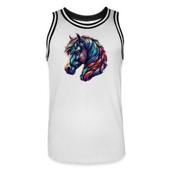 Pferd - Männer Basketball-Trikot - Weiß/Schwarz - Vorne - AI Model Male 185 dark (185cm)