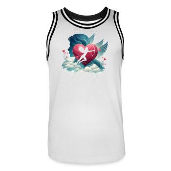 Cupid Archer Heart Artwork - Men's Basketball Jersey - white/black - Front - AI Model Male 185 dark (185cm)