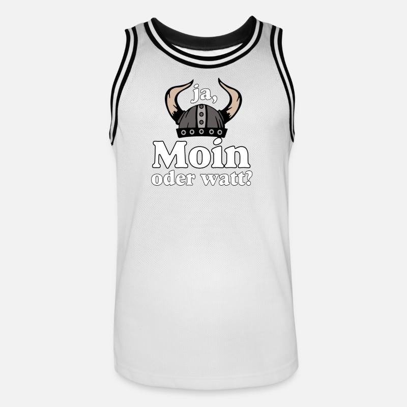 Ja Moin oder Watt? Nordisch Humor - Männer Basketball-Trikot - Weiß/Schwarz