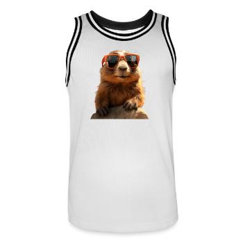 Marmotte avec lunettes de soleil Rongeur Écureuil terrestre - Maillot de basket Homme - blanc/noir - Devant - AI Model Male 185 dark (185cm)