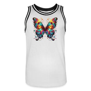 Butterfly - Men's Basketball Jersey - white/black - Front - AI Model Male 185 dark (185cm)