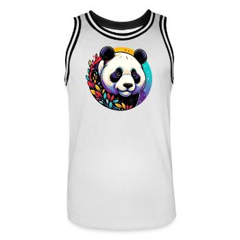 Panda - Men's Basketball Jersey - white/black - Front - AI Model Male 185 dark (185cm)