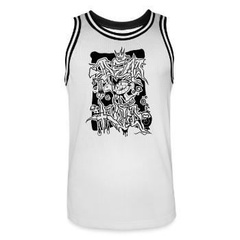 Colorful Geometric Abstract Design - Men's Basketball Jersey - white/black - Front - AI Model Male 185 dark (185cm)