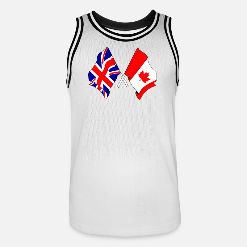 Drapeau de l’Angleterre et drapeau du Canada - Maillot de basket Homme - blanc/noir