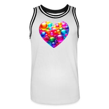 Buntes Herz - Männer Basketball-Trikot - Weiß/Schwarz - Vorne - AI Model Male 185 dark (185cm)
