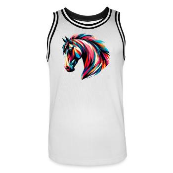 Pferd - Männer Basketball-Trikot - Weiß/Schwarz - Vorne - AI Model Male 185 dark (185cm)