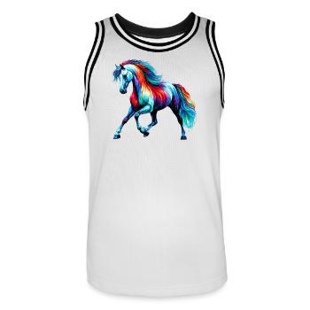 Horse - Men's Basketball Jersey - white/black - Front - AI Model Male 185 dark (185cm)