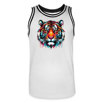 Tiger - Men's Basketball Jersey - white/black - Front - AI Model Male 185 dark (185cm)