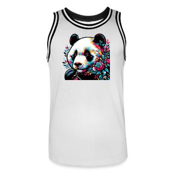 Panda - Männer Basketball-Trikot - Weiß/Schwarz - Vorne - AI Model Male 185 dark (185cm)