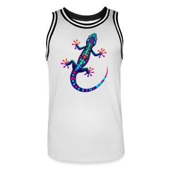 Gecko - Men's Basketball Jersey - white/black - Front - AI Model Male 185 dark (185cm)