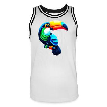 Tukan - Männer Basketball-Trikot - Weiß/Schwarz - Vorne - AI Model Male 185 dark (185cm)