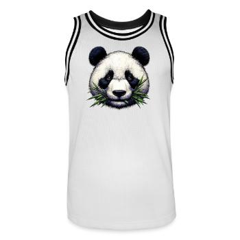 Panda frisst Bambus und Blätter - Männer Basketball-Trikot - Weiß/Schwarz - Vorne - AI Model Male 185 dark (185cm)