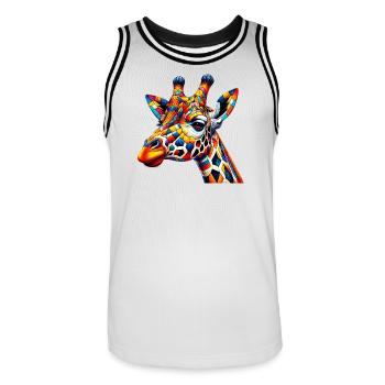 Giraffe colored and painted like Harlequin - Men's Basketball Jersey - white/black - Front - AI Model Male 185 dark (185cm)