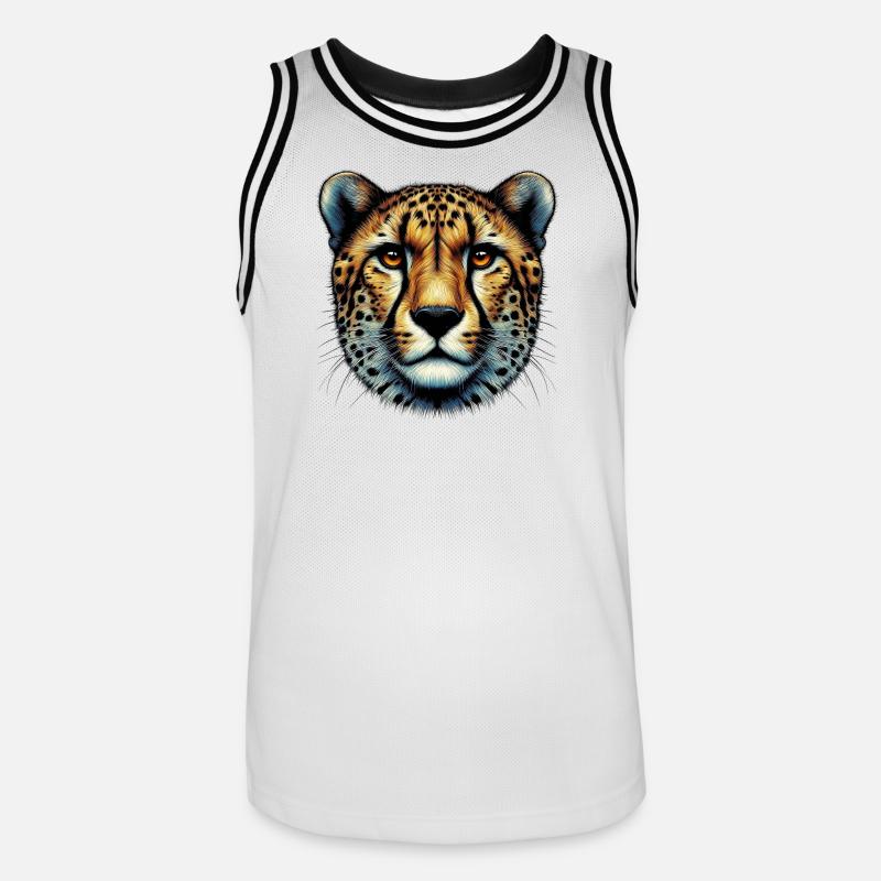 Guépard - Maillot de basket Homme - blanc/noir