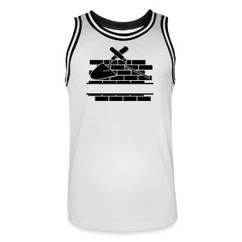 Clou et truelle joints avec le mur - Maillot de basket Homme - blanc/noir - Devant - AI Model Male 185 dark (185cm)